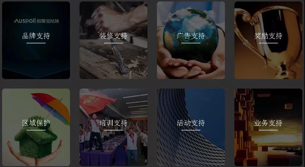 品牌、裝修、廣告、獎(jiǎng)勵(lì)、區(qū)域保護(hù)、培訓(xùn)支持、活動(dòng)業(yè)務(wù)支持