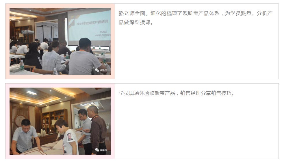 駱老師全面、細化的梳理了歐斯寶產品體系，為學員熟悉、分析產品做深刻授課。